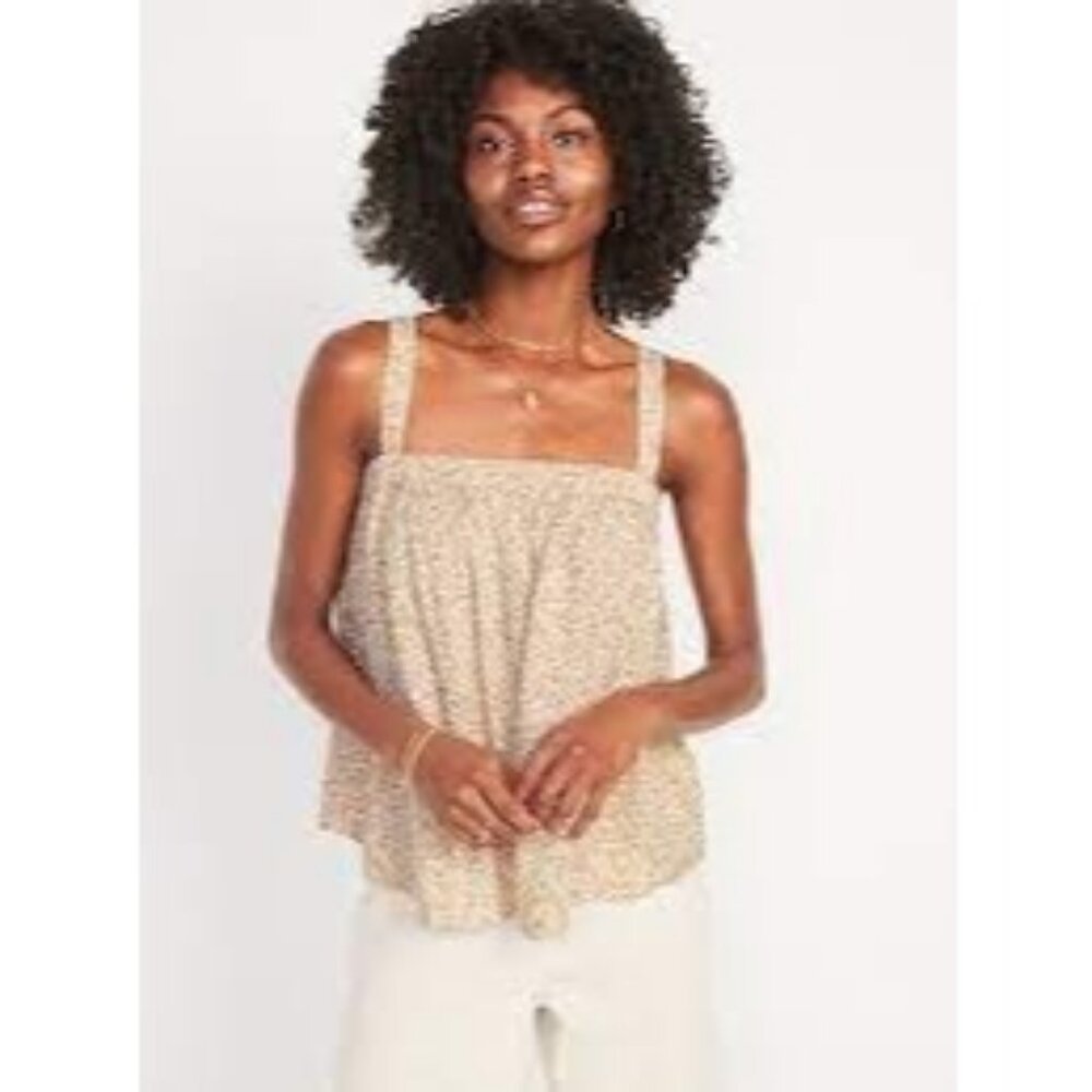 NWT Old Navy Tie Back Floral Cami Swing Top Cottage Boho Peasant Ditzy Womens L